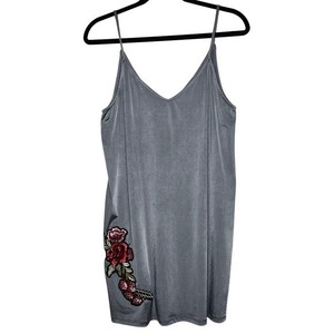Gray‎ Rose Embroidered Mini Dress